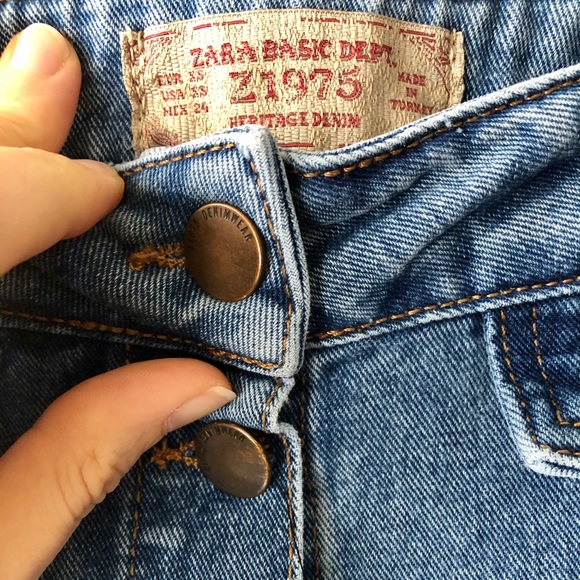 Zara Denim Skirt Button Down High Rise XS Pockets - Picture 5 of 5